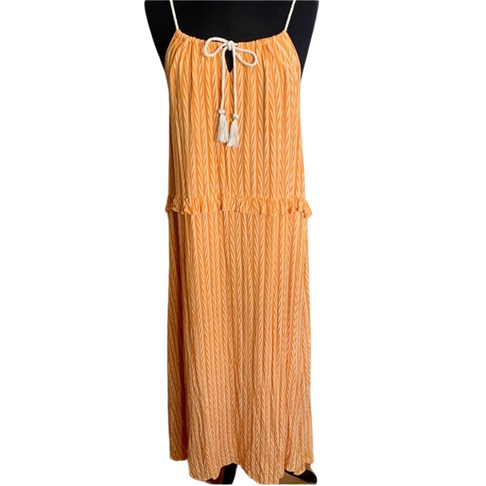 TALULAH Orange Chevron Maxi Dress with Tassel Tie